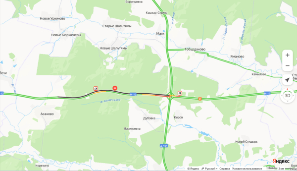 На&nbsp;участке М12 недалеко от&nbsp;границы с&nbsp;Кайбицким районом ограничили движение из-за ДТП &ndash; там собирается пробка