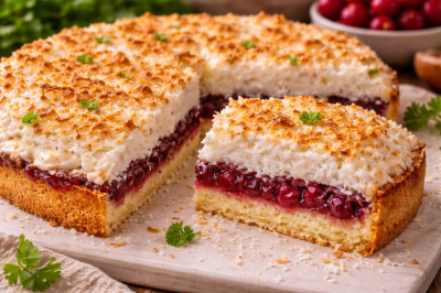 Нежный пирог &laquo;Кокос-Вишня&raquo; соберете за 15 минут &mdash; мягкий, ароматный и очень простой. Почувствуете себя кондитером